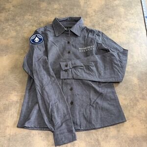 Vermont Flannel Co Shirt Womens Small Gray Rhinegeist Brewery Patch Button Up